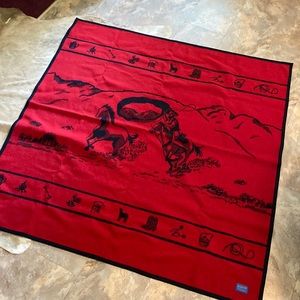 Brand New Pendleton wool blanket. Black and Red Reversible. 5 ft X 5 ft